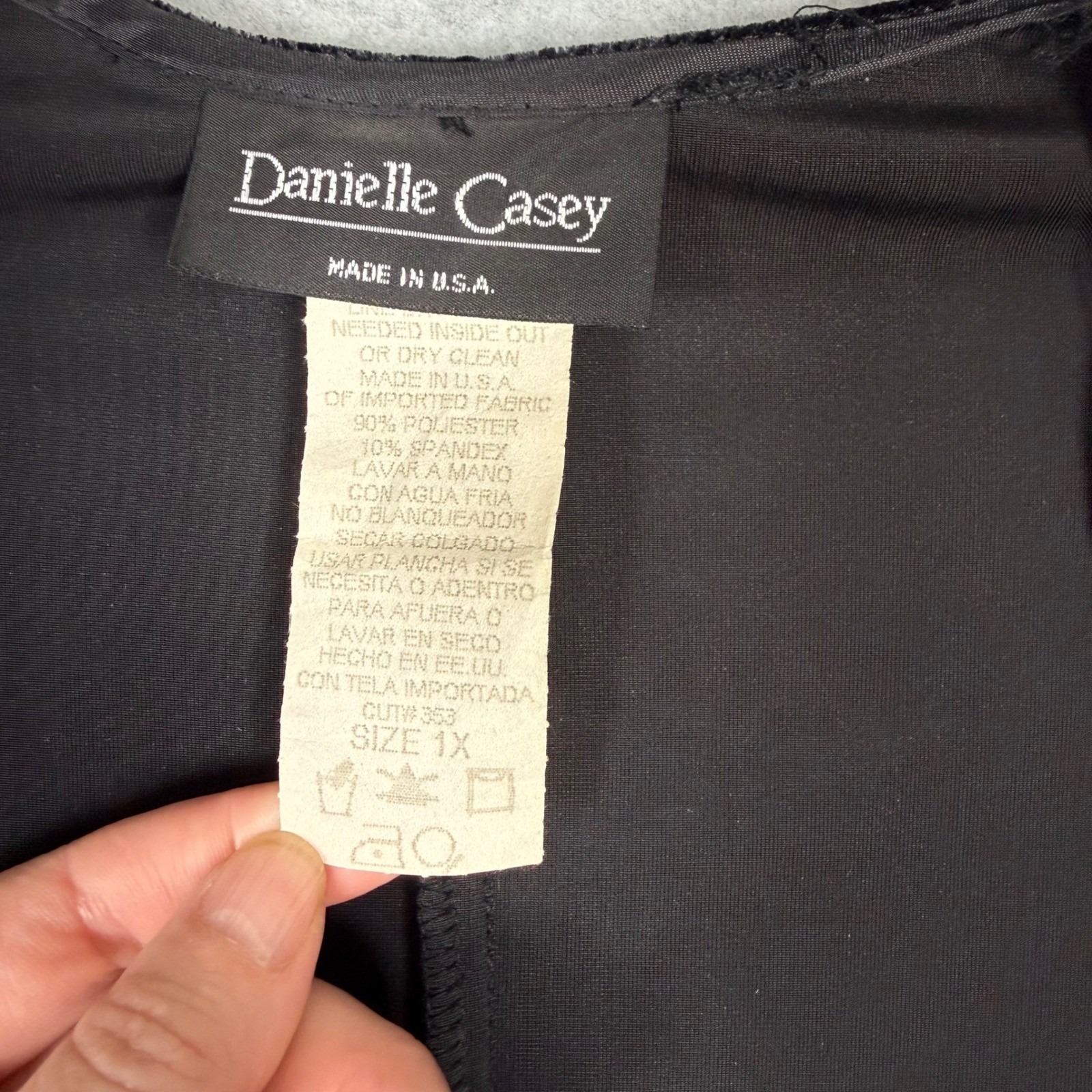 Vintage 90s Whimsigoth Danielle Casey Black Velvet Embroidered Long Dress 1x New — image 3 of 8